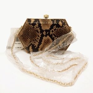 Be & D Snake Embossed Leather Clutch